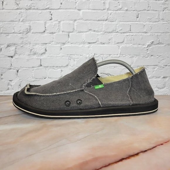 Sanuk Shoes | Sanuk Vagabond Shoes Gray Mens 12 Slip on Sidewalk Surfer Canvas Frayed Edges | Color: Gray | Size: 12 | Mummakk's Closet